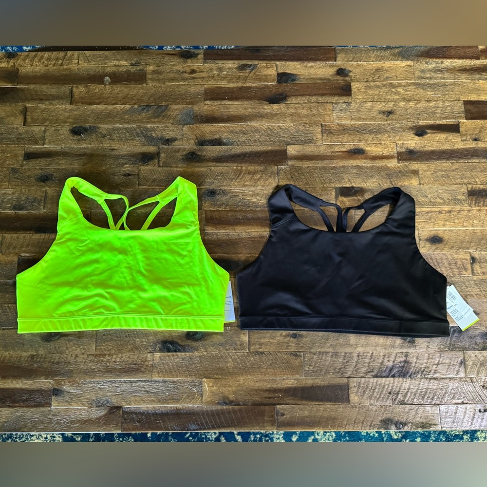 NWT Old Navy Active Sports Bra 2-pack Neon Florescent Yellow and Black XXL